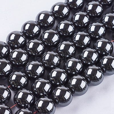 Non-Magnetic Synthetic Hematite Beads Strands G-H1624-12mm-1-1