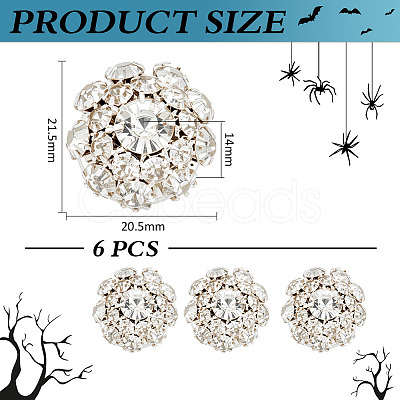 6Pcs Alloy Rhinestone Cufflinks BUTT-MA0001-11-1