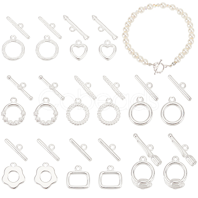8 Styles Brass Toggle Clasps KK-PH0010-65-1