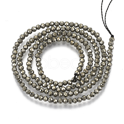 Natural Pyrite Beads Strands G-T108-34C-1