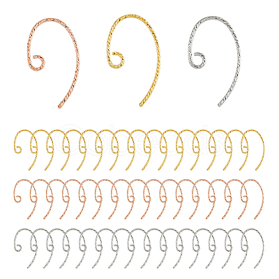 90Pcs 3 Colors Brass Earring Hooks KK-FH0006-81-1