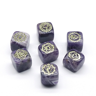 Natural Amethyst 7 Chakra Healing Stone Set G-PW0004-18J-1