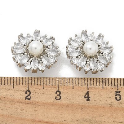Rack Plating Brass Micro Pave Cubic Zirconia Buttons KK-K293-09P-01-1