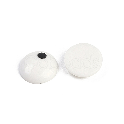 White and Black Flat Round Cartoon Resin Cabochons CRES-Q009-01K-1