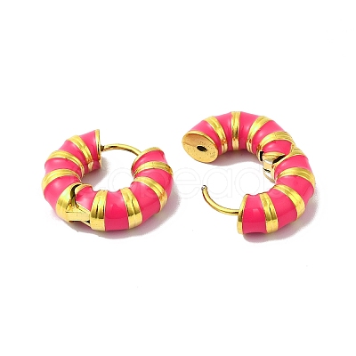 Enamel Round Hoop Earrings EJEW-Q704-05G-04-1