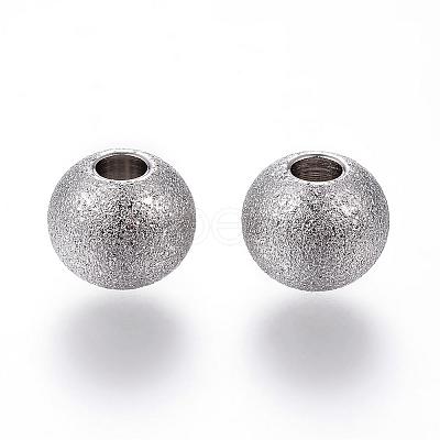 201 Stainless Steel Textured Beads STAS-P108-05-1