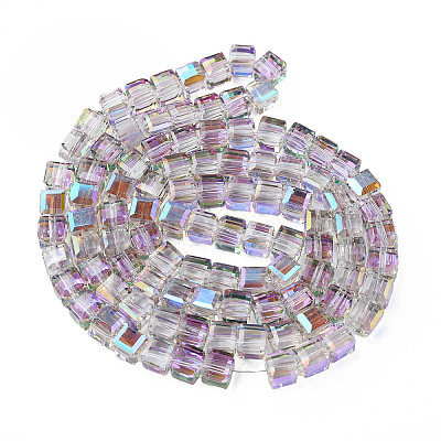 Electroplate Transparent Glass Beads Strands EGLA-N002-28-C05-1