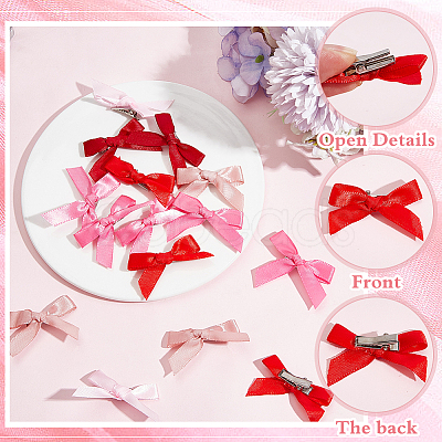 Bowknot Polyester Alligator Hair Clips AJEW-CP0008-35A-1