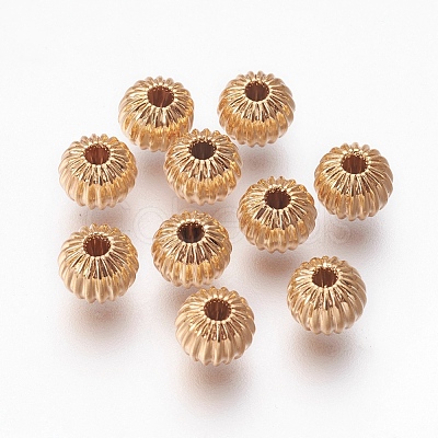 Brass Corrugated Beads X-KK-S314-6mm-13G-1