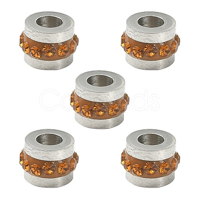 201 Stainless Steel Polymer Clay Rhinestone Inlaid Beads RB-YW0001-11I-1