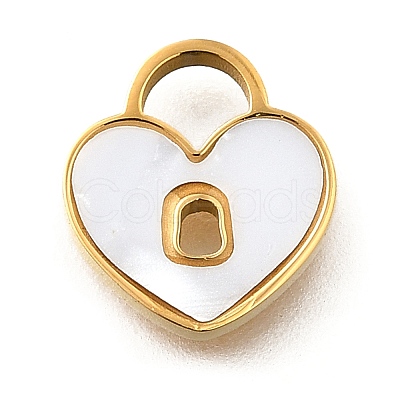 304 Stainless Steel Heart Lock Charms STAS-Q348-09G-1