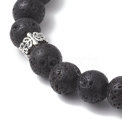 Natural Lava Rock & Rainbow Moonstone & Selenite & Lapis Lazuli Beaded Stretch Bracelets for Women BJEW-JB13083-1