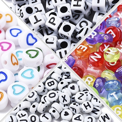 800Pcs 4 Style Acrylic Beads MACR-YW0001-17-1