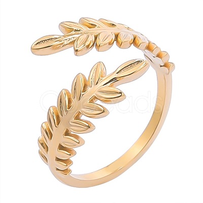 304 Stainless Steel Ear Of Wheat Open Cuff Rings for Women Men LB9093-2-1