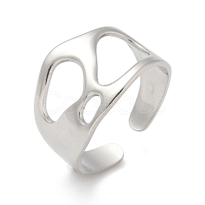304 Stainless Steel Open Cuff Rings for Unisex RJEW-Q003-03P-1