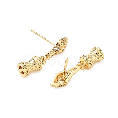 Brass Pave Cubic Zirconia Stud Earring Findings KK-C172-08G-1