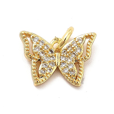 Rack Plating Brass Micro Pave Cubic Zirconia Charms KK-K270-35G-1