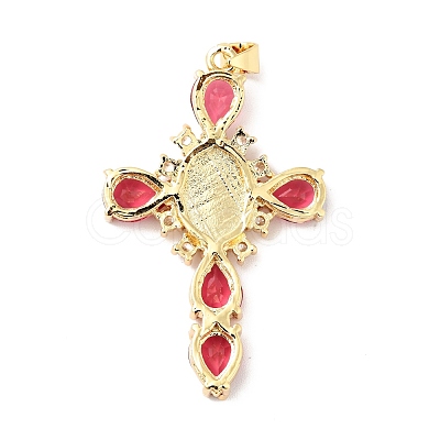 Rack Plating Brass Micro Pave Cubic Zirconia Pendants ZIRC-I059-15G-1