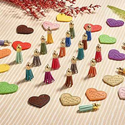 20Pcs 10 Colors Heart with Word Lovdy Home Sweet Love PU Leather Pendants FIND-SZ0001-66-1