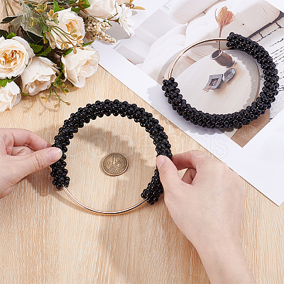 2Pcs Plastic Imitation Pearl Round Beaded Bag Handles FIND-BBC0005-11A-1
