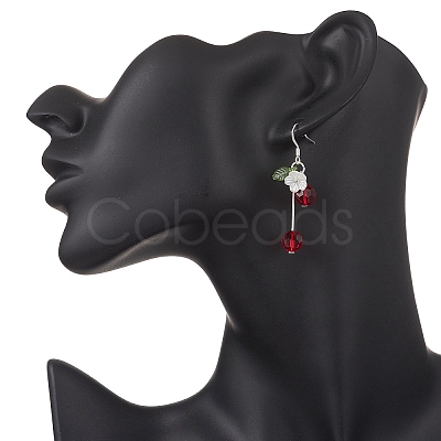 Glass Beads Cherry Dangle Earrings EJEW-JE06640-03-1