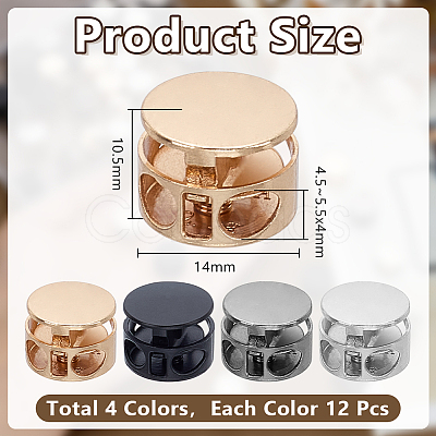 48Pcs 4 Colors Alloy Cord Locks FIND-AR0006-45-1