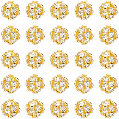 120Pcs Brass Rhinestone Beads KK-PA0001-26G-1