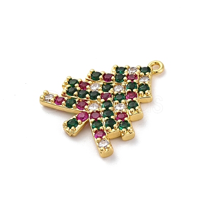 Christmas Series Brass Micro Pave Cubic Zirconia Pendants KK-Q010-01G-07-1