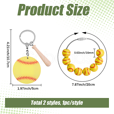1Pc Baseball Wood Pendant Decorations FIND-BM0001-57A-1
