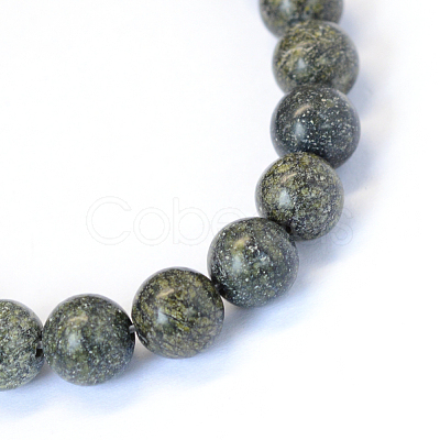 Natural Serpentine/Green Lace Stone Round Bead Strands X-G-E334-6mm-14-1