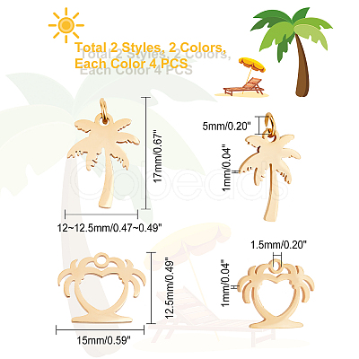 16Pcs 4 Style 201 Stainless Steel Pendants STAS-DC0002-73-1