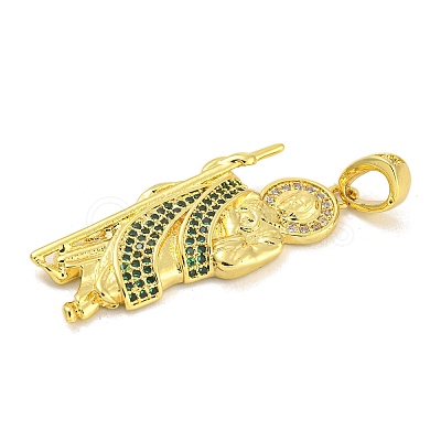 Priest Rack Plating Brass Micro Pave Cubic Zirconia Pendants KK-G513-91G-1