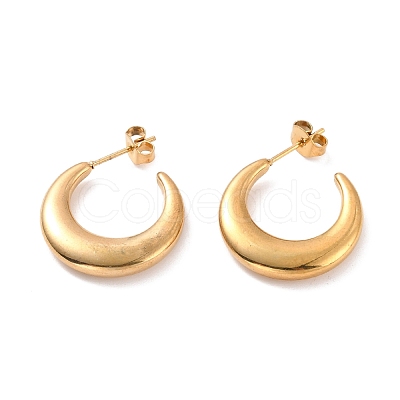PVD Vacuum Plating 304 Stainless Steel Crescent Moon Stud Earrings for Women EJEW-F280-05D-G-1