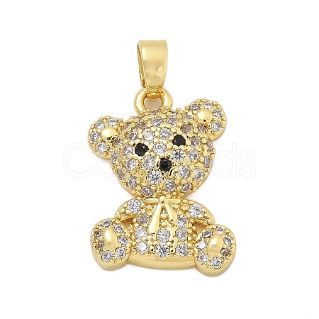 Brass Micro Pave Clear Cubic Zirconia Pendants KK-L234-01G-1