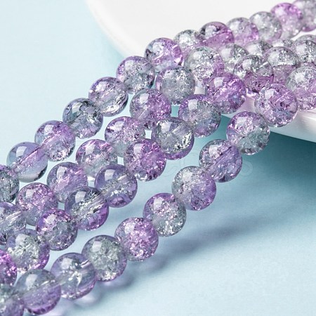 Spray Painted Crackle Glass Beads Strands CCG-Q002-8mm-02-1