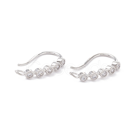 Rack Plating Brass Micro Pave Cubic Zirconia Earring Hooks ZIRC-F126-07P-1