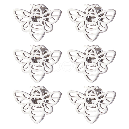 6Pcs Bees 304 Stainless Steel Lapel Pin Backs for Backpack Clothes JEWB-FH0003-11P-1
