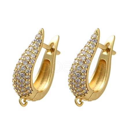 Rack Plating Brass Micro Pave Cubic Zirconia Hoop Earring Findings EJEW-H143-07G-1