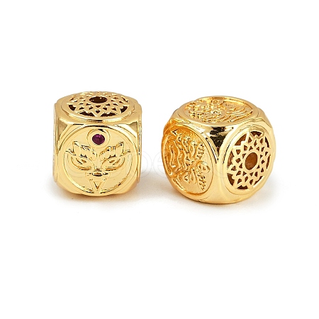 Brass Micro Pave Cubic Zirconia Beads KK-F910-07G-1
