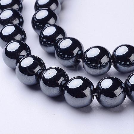 Non-Magnetic Synthetic Hematite Beads Strands X-G-H1624-12mm-1-1