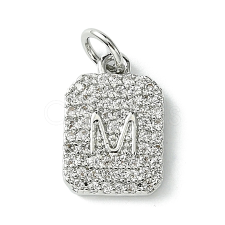 Rack Plating Brass Micro Pave Clear Cubic Zirconia Charms KK-G501-01M-P-1