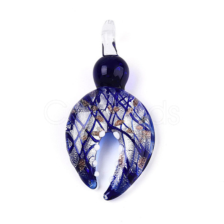 Handmade Silver Foil Lampwork Big Pendants FOIL-N031-01C-1