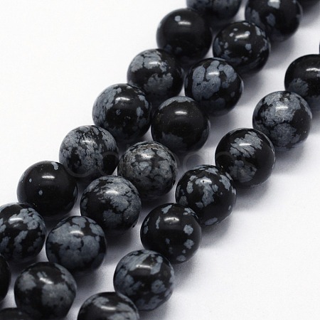 Natural Snowflake Obsidian Beads Strands G-I199-36-4mm-1