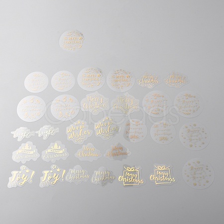 30Pcs 15 Styles Christmas Theme PET Self Adhesive Stickers STIC-WH0007-01C-1