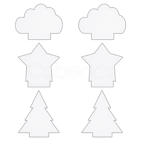 6Pcs Christmas Tree & Star & Cloud Acrylic Board TACR-GA0001-03-1