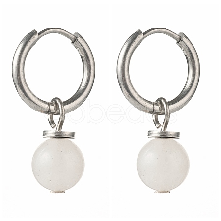 Natural White Jade Beads Earrings for Girl Women Gift EJEW-JE04607-03-1