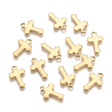 Ion Plating(IP) 304 Stainless Steel Tiny Cross Charms STAS-L159-06G-1