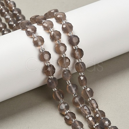Natural Grey Agate Beads Strands G-B153-A01-1