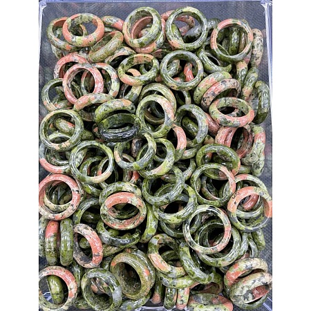Natural Unakite Finger Rings WG8089A-14-1