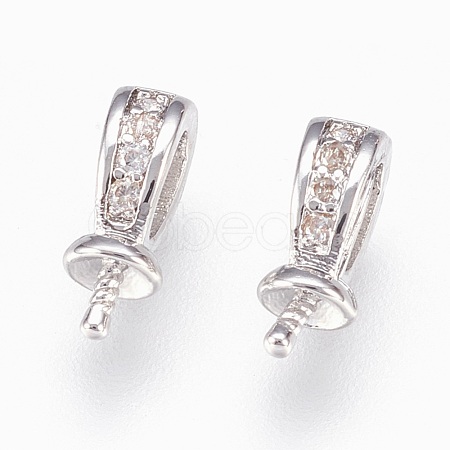 Brass Cup Pearl Peg Bails Pin Pendants KK-P150-17P-1
